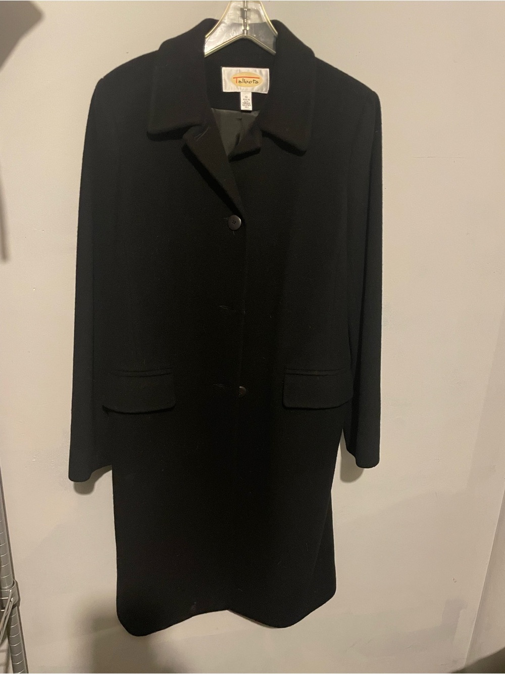Talbots Black Single-Breasted Wool Trench Coat